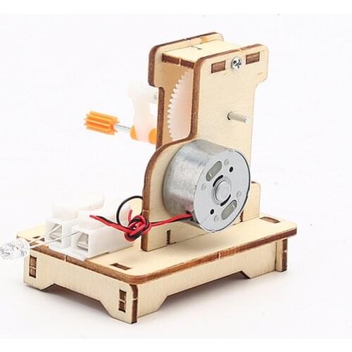 Science Experiment Model Building Kit Parent-child Interaction Stem Closely United Kids DIY Wooden Hand Cranked Generator Toy