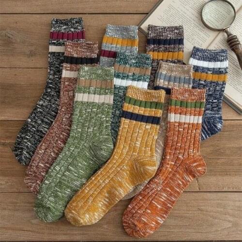 Socks Mens Tube Socks Autumn and Winter Mens Stockings Japanese Retro Sweat-absorbent Deodorant Thick Ins Tide Socks Men