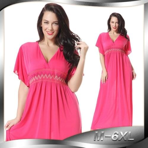 New womens clothing v-neck dresses womens dresses european dresses plus size M-6xl full dress ankle-length 5223