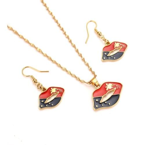 New technique PNG Flag butterfly lip earrings Necklace Pendant with Chain Solid Gold GF Phoenix Star Colour Multicolour Jewely