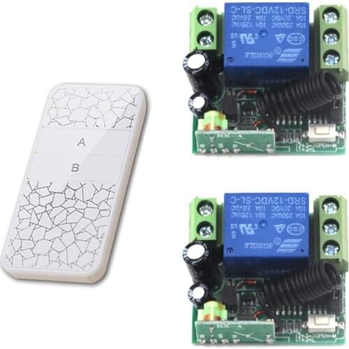 New Type DC 12V 1CH Relay Wireless Remote Control RF 2-Key ON/OFF Switch Transmitter+2 Receiver Adapter 315/433mhz
