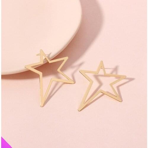 Exaggerated Hollow Star Earring Classic Romantic Sweet Jewelry Gift for Ladies and Girls 2 Colors 2021 New