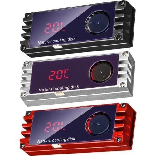 M2 SSD Heatsink Cooling Fan Aluminum Alloy Heat Dissipation OLED Temperature Display Radiator Cooler For M.2 2280 NVME SSD