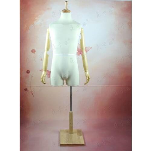 Props half body male cloth mannequin suit formal dress model mens fabric mannequin with wooden arms and shoes pants rack