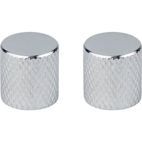 FLEOR 2pcs Chrome Flat Top Guitar Knobs Speed Control Metal 6mm For Electric Guitar