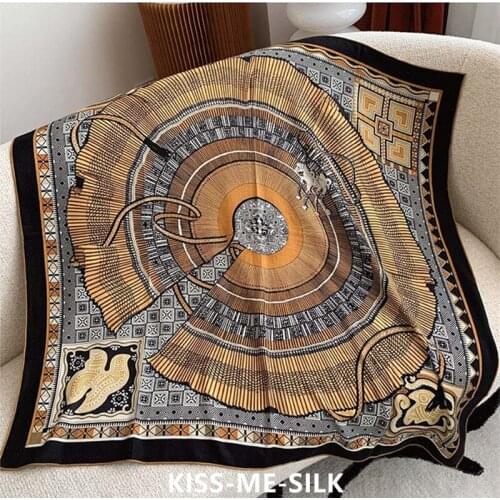 KMS Vintage Pleated Silk Twill Sand Washed 16M Square Scarf Warm Sarf Small Shawl 100*100CM/85G