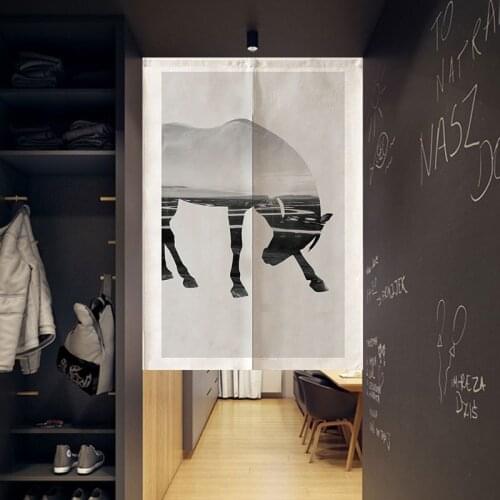 Nordic Simple Personality Door Curtain Bedroom Kitchen Decoration Curtain Black and White Partition Curtain Noren