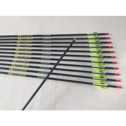 12pcs Carbon arrow spine500/600/700/800 ID4.2mm Stainless steel target point 1.75"plastic vane arrow nock for Recurve bow