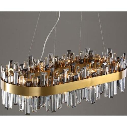 LED Postmodern Golden Stainless Steel K9 Crystal Chandelier Lighting Lustre Suspension Luminaire Lampen For Living Dinning Room