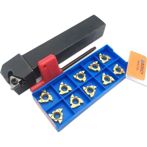 1pc SER1616H16 SER2020K16 SER2525M16 External Thread Turning Tools Lathe Cutter CNC Holder +10pcs 16ER Carbide Inserts For Steel