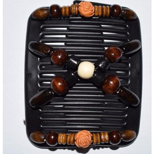 20pcs/lot rosebuds smaller size magic comb hair accessories beads wood stretchy hair clip Easy to Use for Young & Old