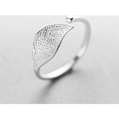 Ckysee 925 Sterling Silver Cross Leaves Feather Rings Hollow Adjustable Sterling Silver Wedding Finger Ring For Women Gift