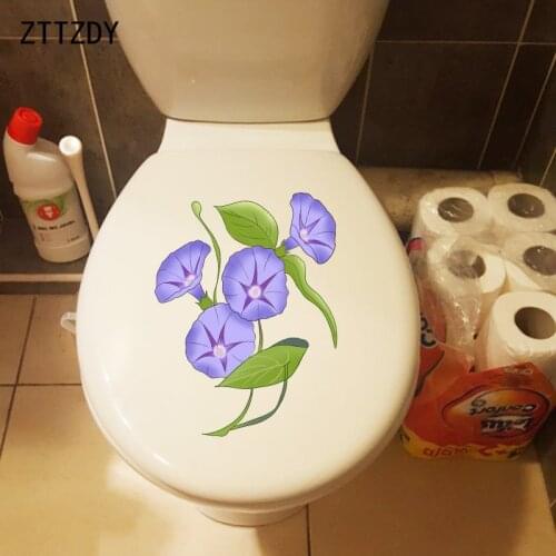 ZTTZDY 17.7*23.9CM Four Petunias Cartoon Flower Toilet Sticker Funny Home Room Wall Decal Decor T2-0209