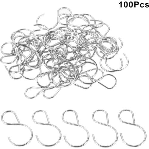 100pcs S-shaped Hook Iron Hanger 38x22mm Kitchen Storage Wardrobe Organizer Outdoor Utensils Key/Mask/Hat/Bag/Coat/towel/Tools