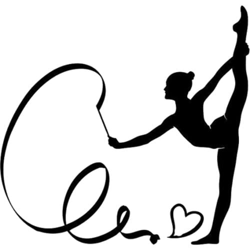 14.2CM*13.6CM Interesting Gymnast Silhouette Car Sticker Vinyl Black/Silver S9-0524