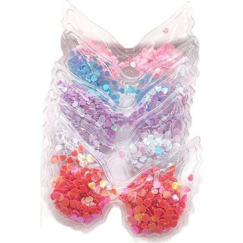 15Pcs/Lot 6.5*4.5cm Mix Color Transparent Angel Wing Sequins Flowing Appliques DIY Accessories Craft Handmade Decoration
