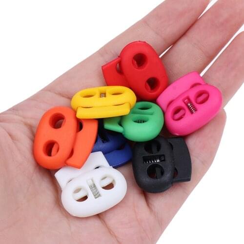 20pcs/lot Colorful 5mm Hole Plastic Stopper Cord Lock Bean Toggle Clip Apparel Shoelace Sportswear Accessories