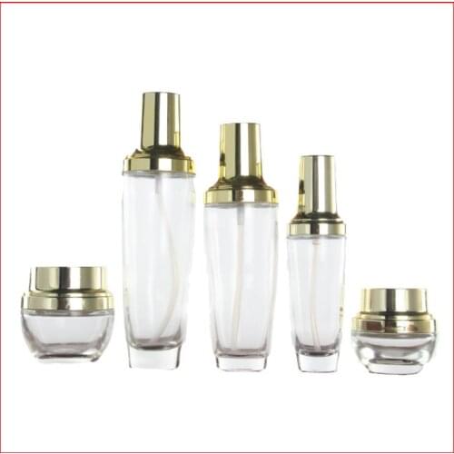20/30/50/100/120ML clean Empty glass bottle/jar lotion pump Cosmetic Packing w gold cap Refillable Bottles