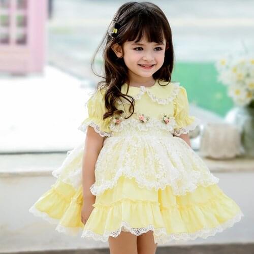 2021summer Lace girls' dress party dress childrens Spanish Lolita Princess cake Cute dress girls' Birthday wedding party dress