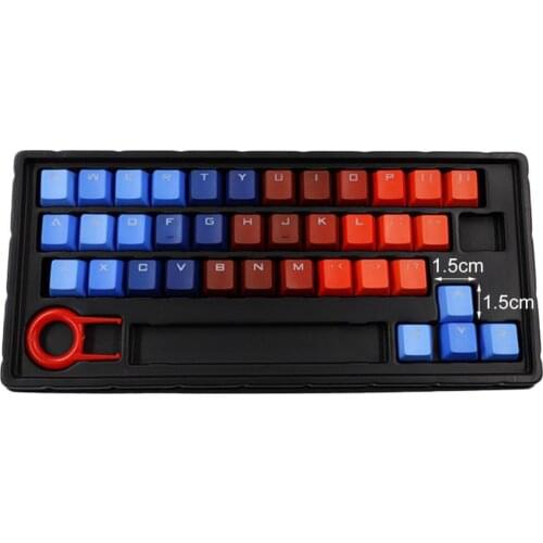 37 Keys PBT Keycaps Blue-Red Gradient Backlight Keycaps Mechanical Keyboard DIY Caps for PC Computer