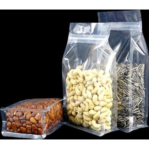50pcs 3D Stand up Plastic Ziplock Bag High Clear Window Coffee Snack Cookie Rice Packaging Bag Plastic Gift Bags