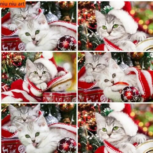 Diamond Painting New Arrival Cat 5D DIY Diamond Embroidery Christmas Animal Rhinestone Picture Home Decorations