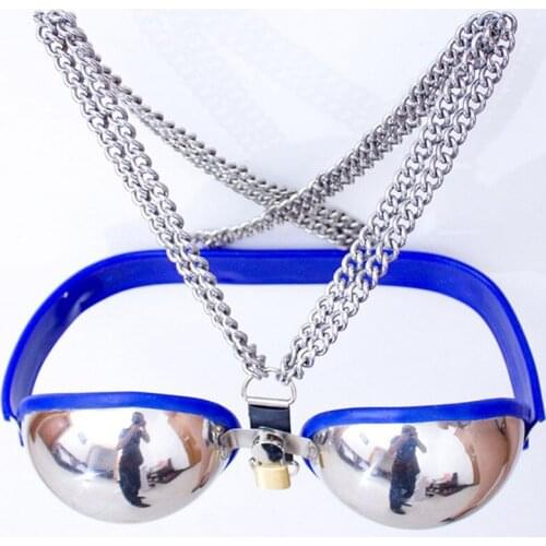 Stainless Steel Chastity Bra Bdsm Bondage Clothes Adult Games Couples Sex Toys For Woman Breast Wear Metal Silicone Bras