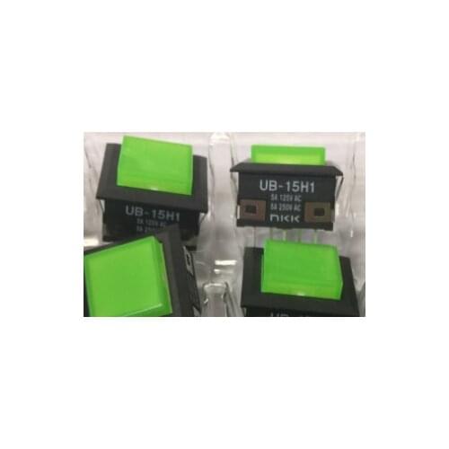 Free Shipping 2Pcs/lot Ub-15h1 ub-15h1kks1m green button switch with light square embedded installation