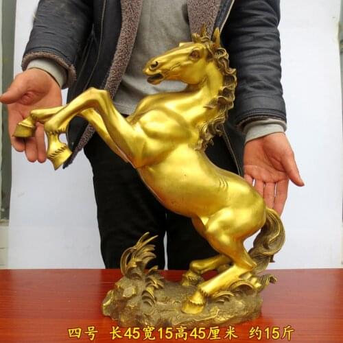Large 2021 HOME SHOP Company Business booming Money Drawing bring good luck Success golden horse Bronze carving FENG SHUI statue