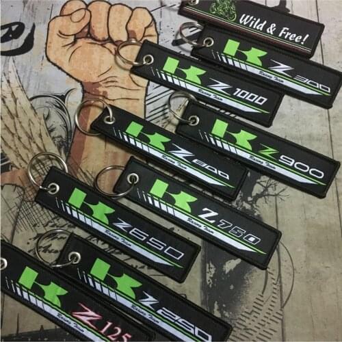 Motorcycle Embroidery Key Holder Chain Collection Keychain For Kawasaki z125 z250 z300 z650 z750 z800 z900 z1000Badge Keyring