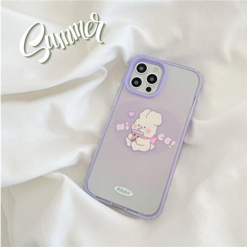 Fashion INS Rabbit Pattern 3 In 1 Removable Fully Protective Phone Case for IPhone 12 11 Pro Max XR XS Max 7 8 Plus X Soft Cover
