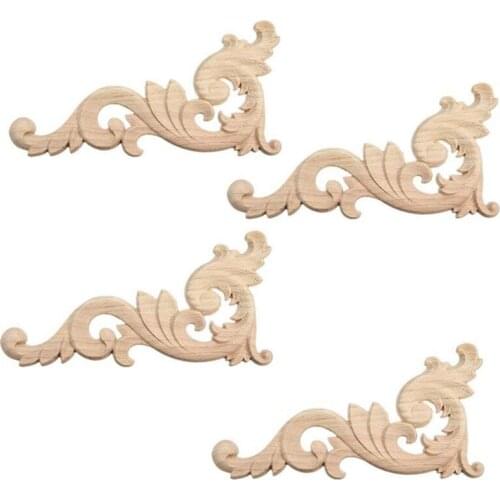 4 pieces ornament ornament wood ornaments handmade for wardrobe furniture corner 15x7.5cm