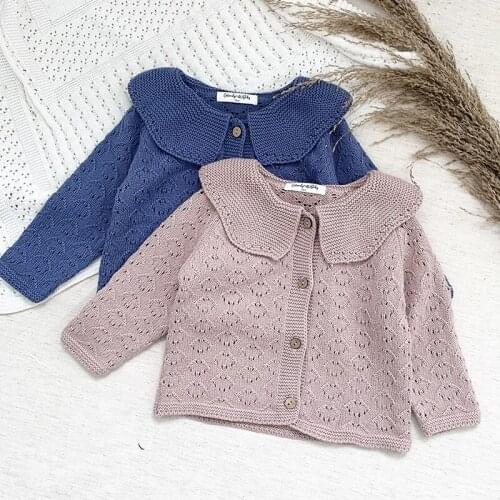 Baby Kids Girls Long Sleeve Hollow Out Knit Cardigan Coat Autumn Winter Baby Kids Girls Cardigan Coat Childrens Clothes