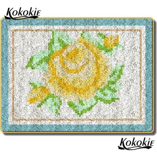 DIY latch hook rug flowers tapestry kits 3d canvas printing foamiran for needlework accessories knooppakket klink haak kleed