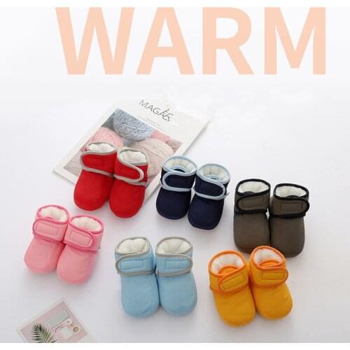Baby Boys Girls Winter Shoes Anti-Slip Soft Sole Warm Boots Infant Crib Shoes For 0-1year Plus Velvet Waterproof Toddler Shoes