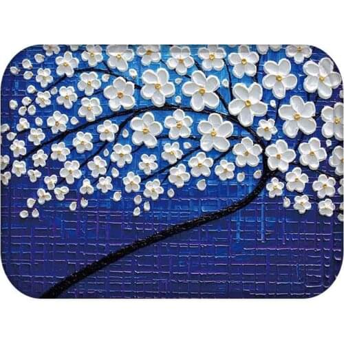 Home printed oil painting tree pattern, coral velvet ground mat, living room mat, door mat, antiskid pad