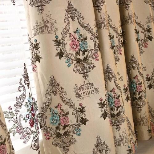 European High-grade Shading High-precision 3D Relief Jacquard Curtains For Living Dining Room Bedroom