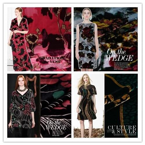 Imported Hollow Real Velvet Fabric Mulberry Silk Velvet Silk Etched-out Velvet Cloth Cheongsam Dress/0.5M