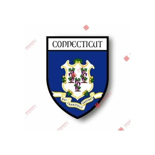 Interesting Stickers Decal Souvenir Vinyl Car Shield City Flag World Crest Usa Connecticut Car Decal Decoration Laptop