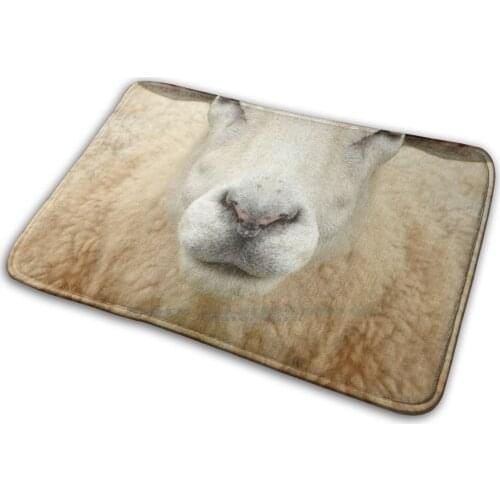 Sheep Mat Rug Carpet Anti-Slip Bedroom Entrance Door Mat Baby Sheep Muzzle Fur Leather Animals Deer Wildlife Zoo Safari Park