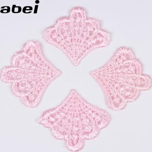 20pcs/lot Embroidered Pink Lace Applique Sewing Garments Accessories Handmade lace Trims DIY Craft Ornaments