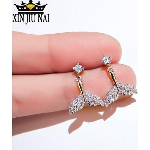 Hot new arrivals reach the internet celebrities with the same temperament personality shine mermaid tail hypoallergenic earrings