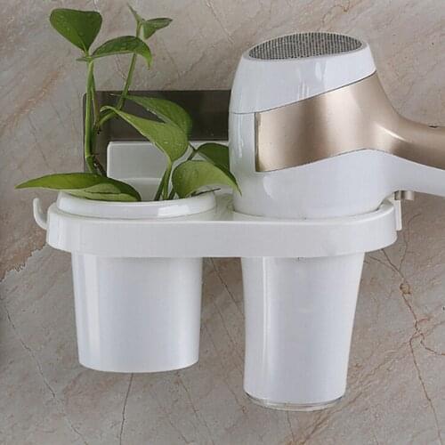 Hot Magic No Trace Stickers Wall-Mounted Storage Racks Creative Suction Cup Hair Dryer Holder Comb Rack Stand Bathroom Supplies