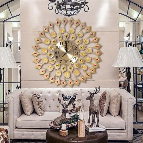European Style Wall Clock Fashion Creative Simple Art Quartz Peacock Wall Clock Living Room Relogio De Parede Home Decor DG50WC