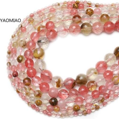Wholesale Faceted Natural Stone Watermelon Crystal Beads for jewelry making DIY Semi Product 15" 8-10mm
