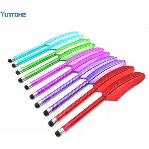 Feather Capacitive Stylus Touch Screen Pen for iPhone 7 5 6 plus Samsung S7 S6 S5 S4 Tablet PC Novelty Item New Design 100pcs
