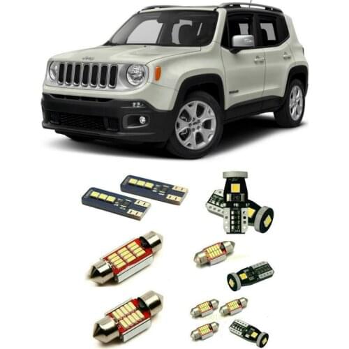 Interior Package Kit For 2017 Jeep Renegade map dome vanity mirror glove box trunk license plate lamp bulb 14pc/lot