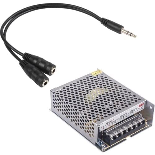 Connector Plug Male - Female Adapter Jack Stereo Audio Cable with AC 100V-240V to DC 5V 10A 50W Voltage Transformer