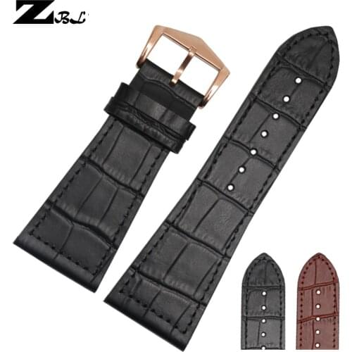 26mm 30mm watch band genuine leather watch strap black/brown band for FM6000H watch strap double head layer cowhide watch band