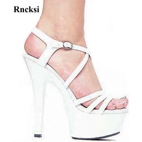 Rncksi Sexy New Pop Women Shoes 15cm High Heel Pole Dance Platforms Star Model Sandals Night Club Party Wedding Dress Sandals